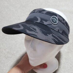CALLAWAY Black Camo Visor Hat Adjustable Breathable Black Grey Women's One Size